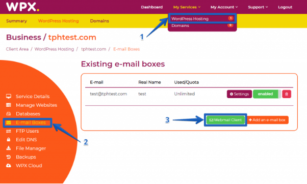 WPX Hosting login