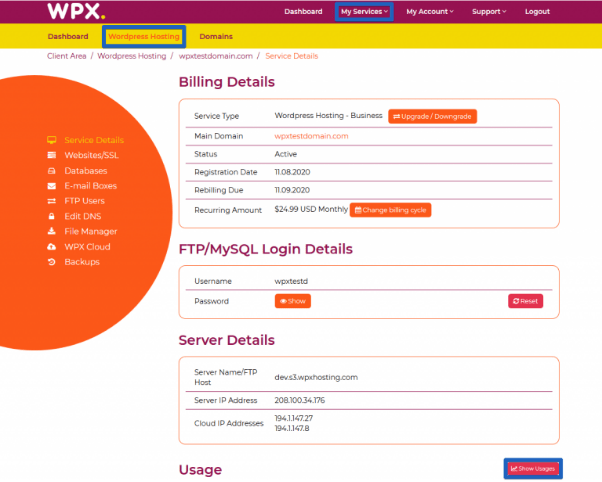 WPX Hosting login