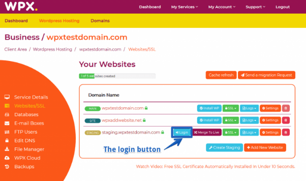 WPX Hosting login