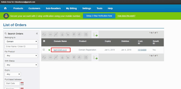 ResellerClub Nameservers: change your DNS