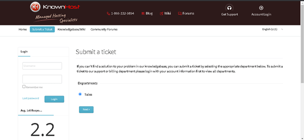 Knownhost Support: Submit Ticket