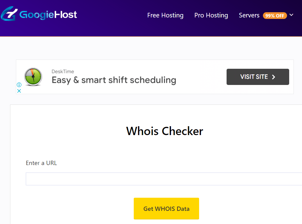 GoogieHost free whois checker tool