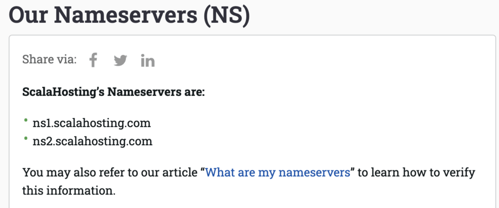 ScalaHosting NameServers