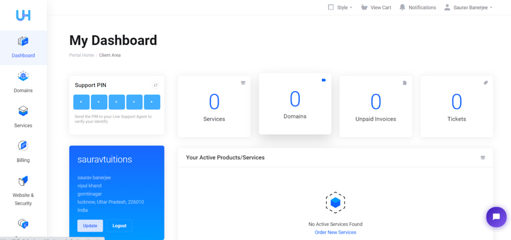 Ultahost Dashboard