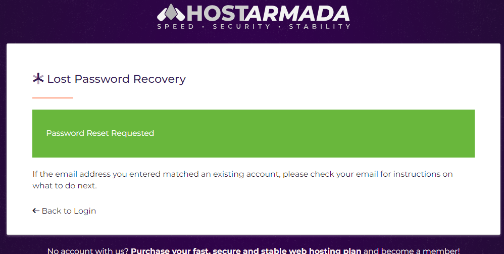 reset your HostArmada account password