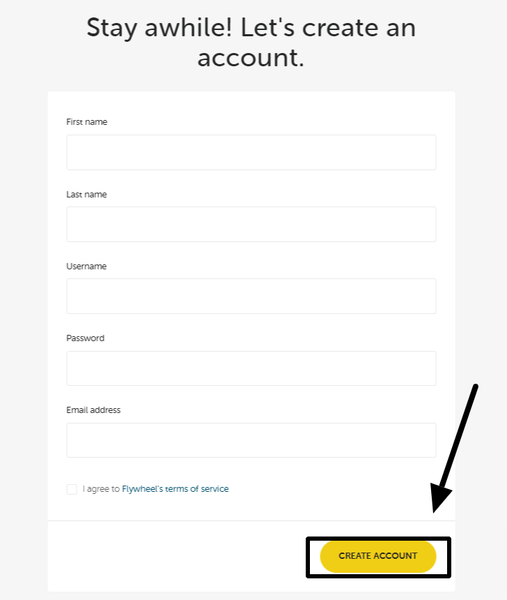 Create Account with Getflywheel