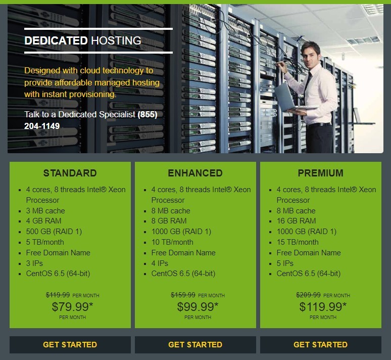 HostMonster Dedicated Hosting Plans