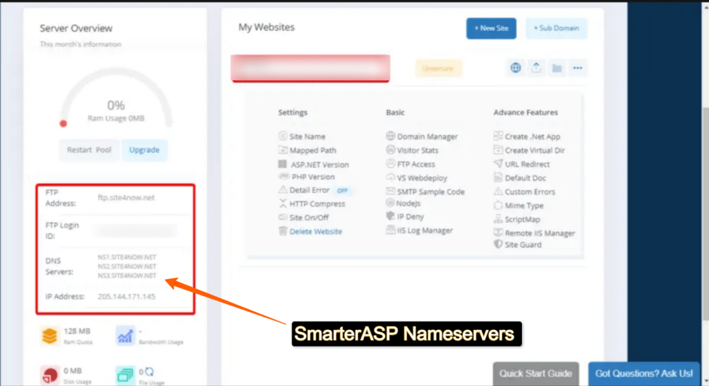 SmarterASP NameServers