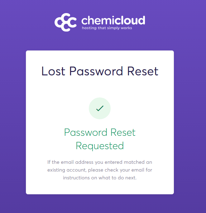 chemicloud reset password successfully