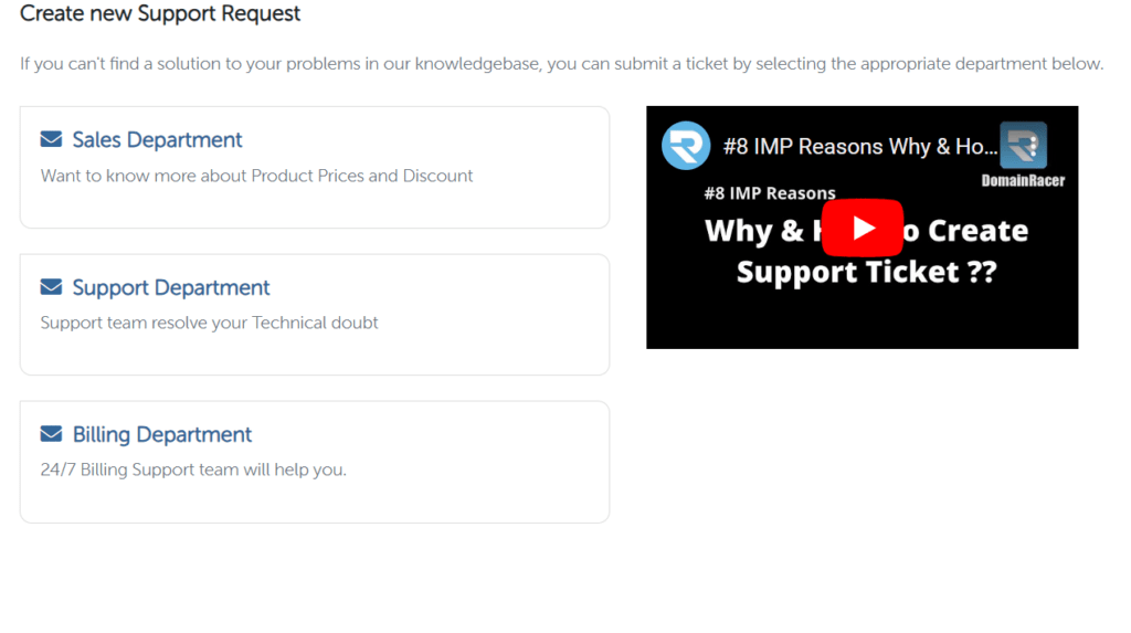 Create New Support Request