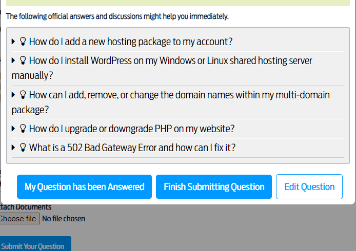 Finish Submitting Question