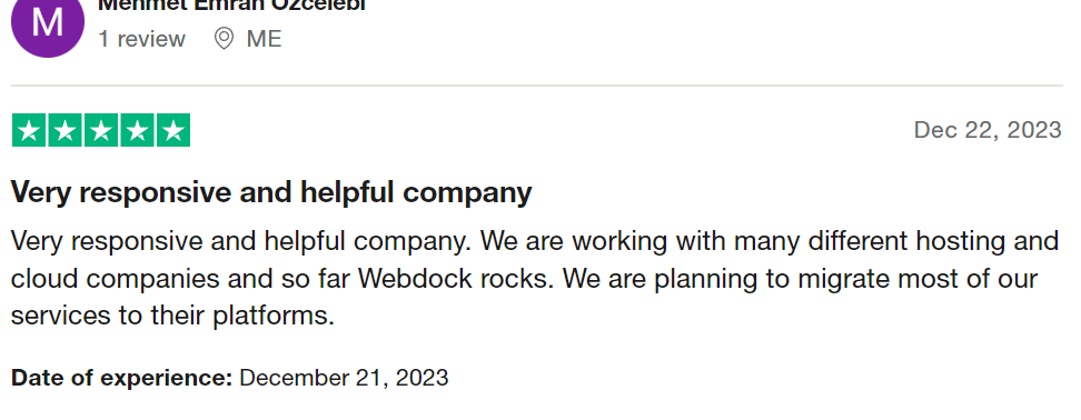 WebDock Customer Feedback