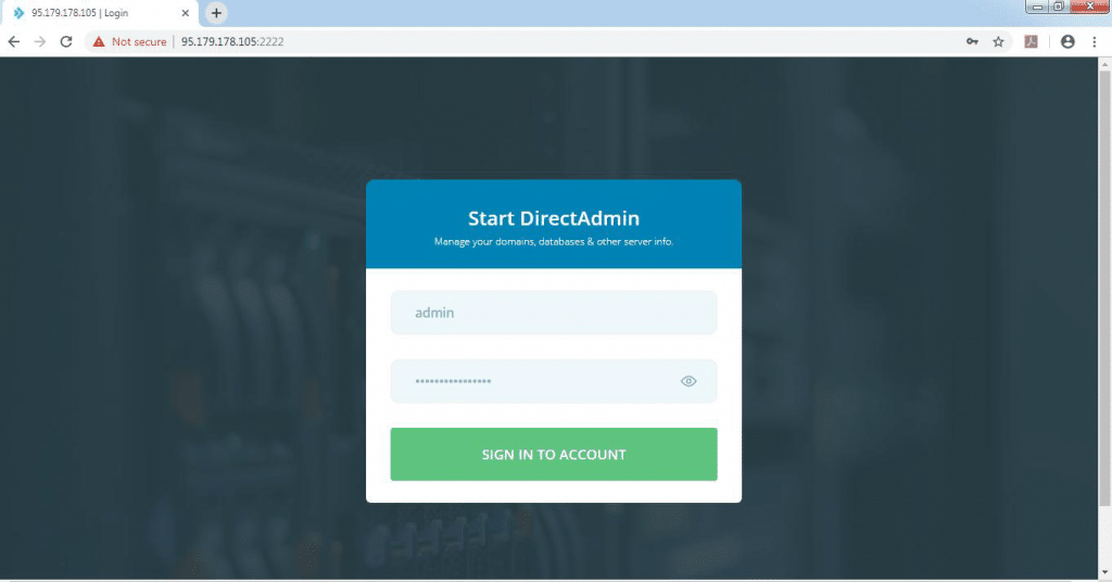 Direct Admin Control Panel Setup