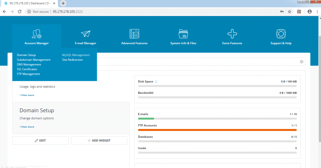 Create Database on Direct Admin