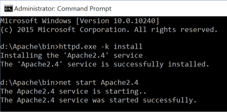 Install Apache as a continuously running Windows service