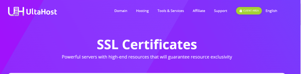 ultahost SSL Certificates service