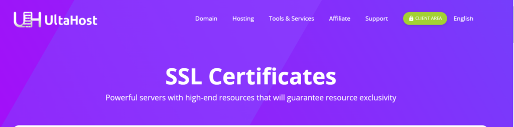 ultahost SSL Certificates service