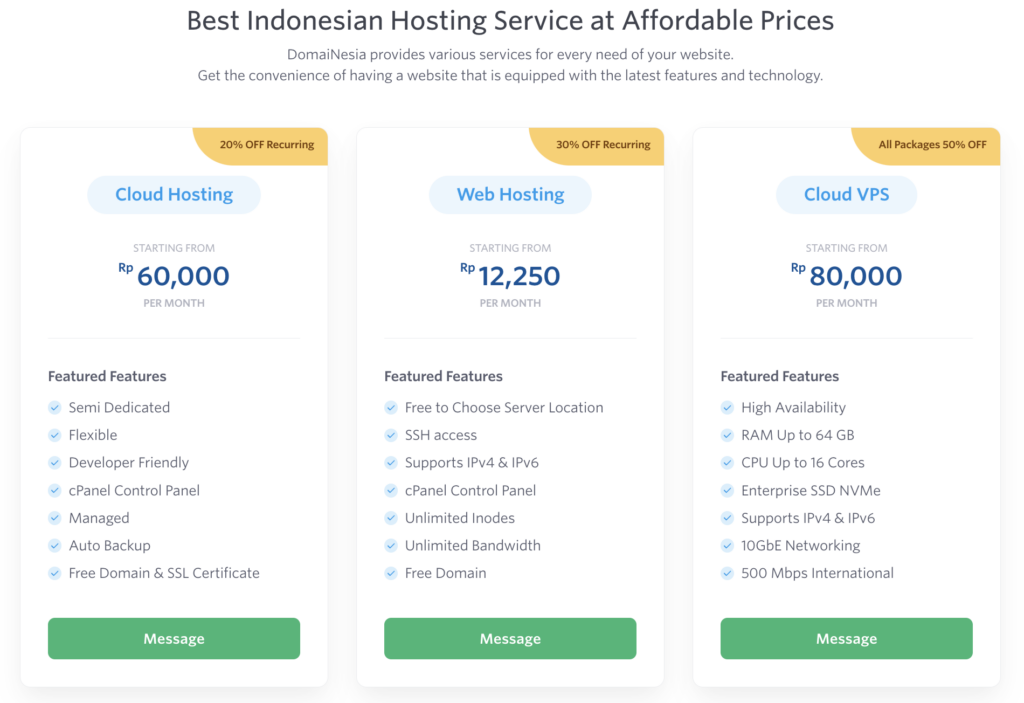 DomaiNesia Plans and Pricing 