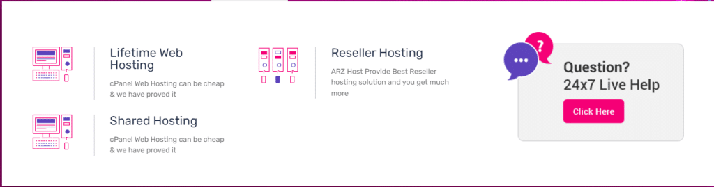 Types of Web Hosting Arzhost offers 