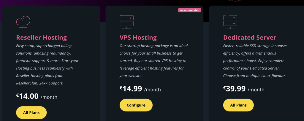 Types of Web Hosting 1Eurohosting offers  