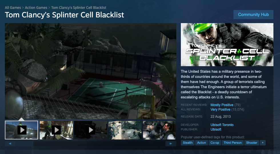 Tom Clancy's Splinter Cell: Blacklist (Sony PlayStation 3, 2013) for sale  online