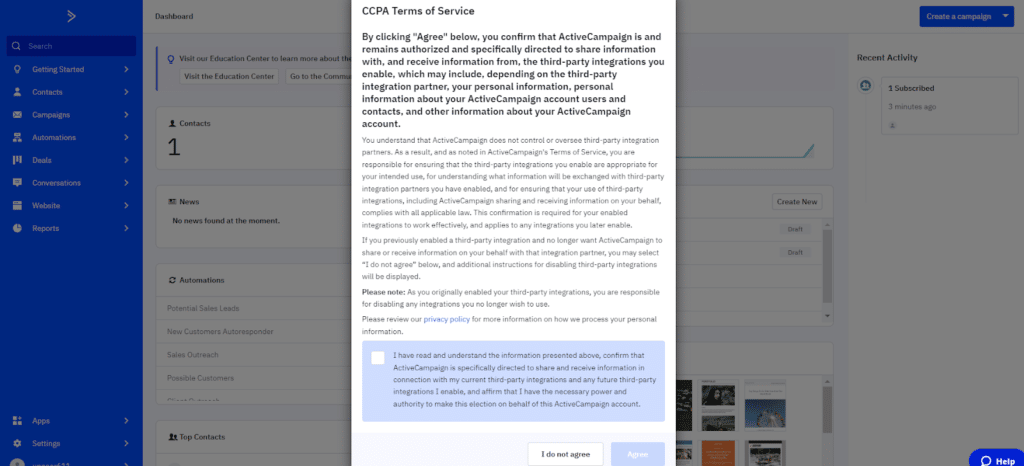 ActiveCampaign CCPA Terms of Service