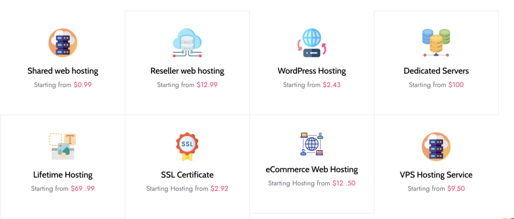 Types of Web Hosting Arzhost offers 