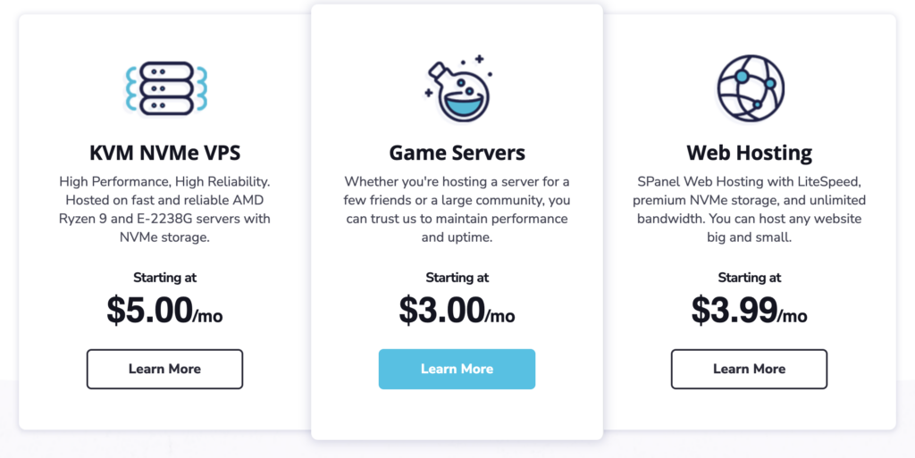 What types of web hosting are offered by ExtraVM? 