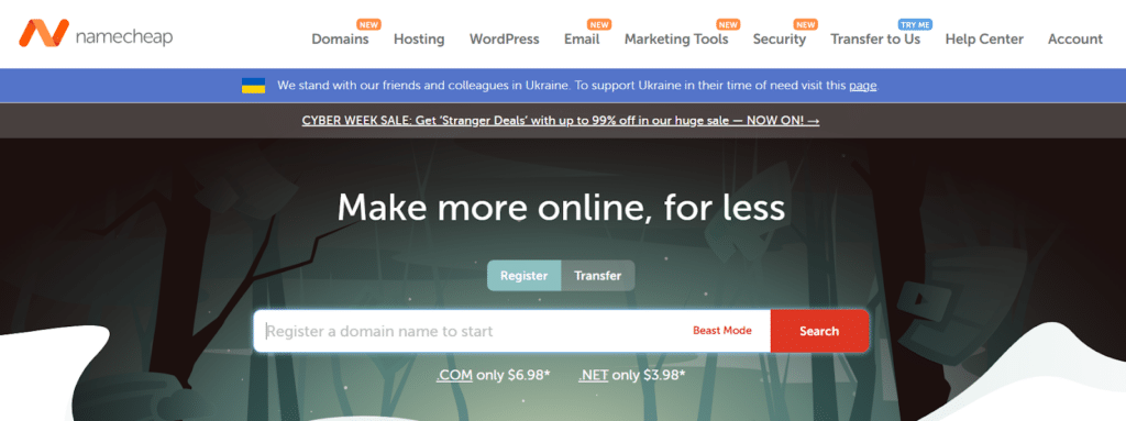 Go to the official website of Namecheap