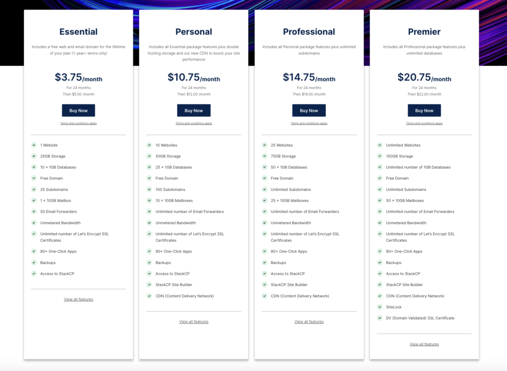 Types of Web Hosting MidPhase Offers: