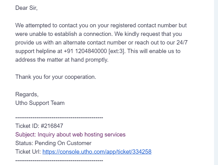 Utho Email Support