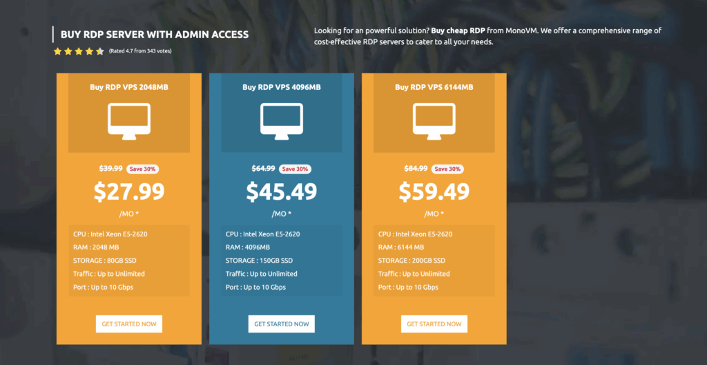 MonoVM RDP Pricing and Plans