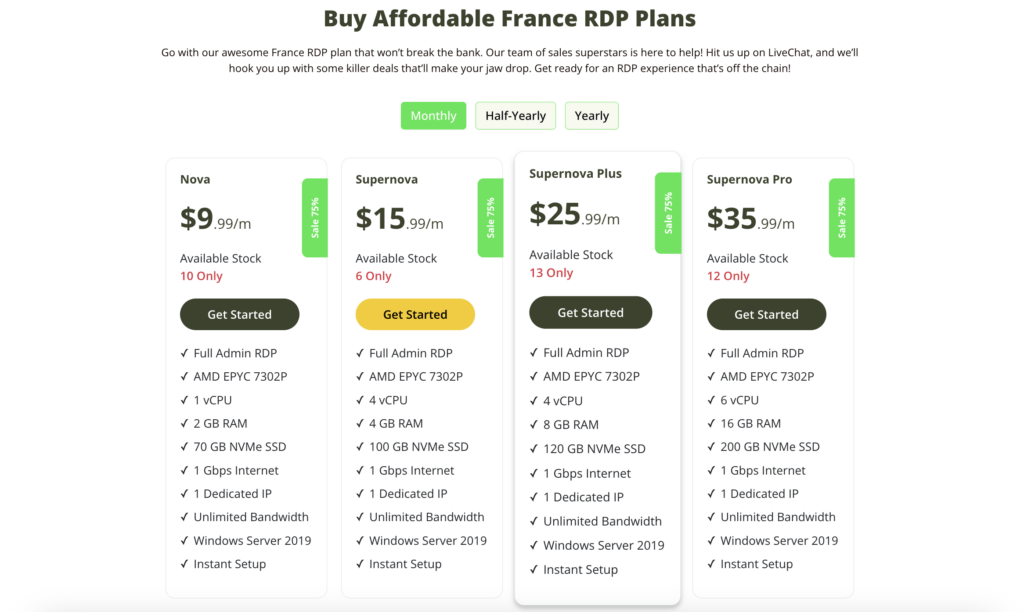 QloudRDP France RDP Server Plans