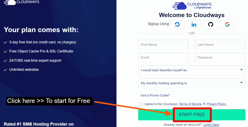 Cloudways Start Free