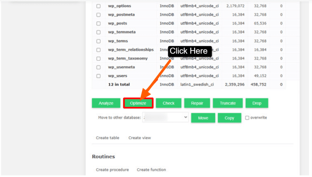 Click the Optimize button