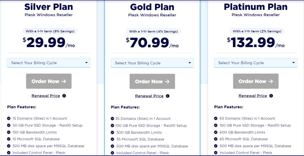 Accuwebhosting reseller Plans