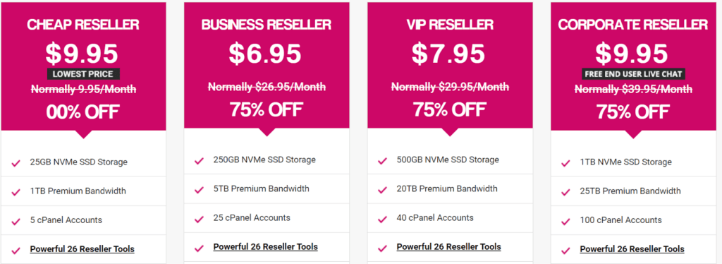 SkynetHosting Reseller Plans