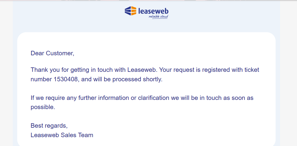 Leaseweb Ticket Support