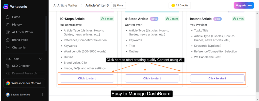 WriteSonic Navigations & Handling