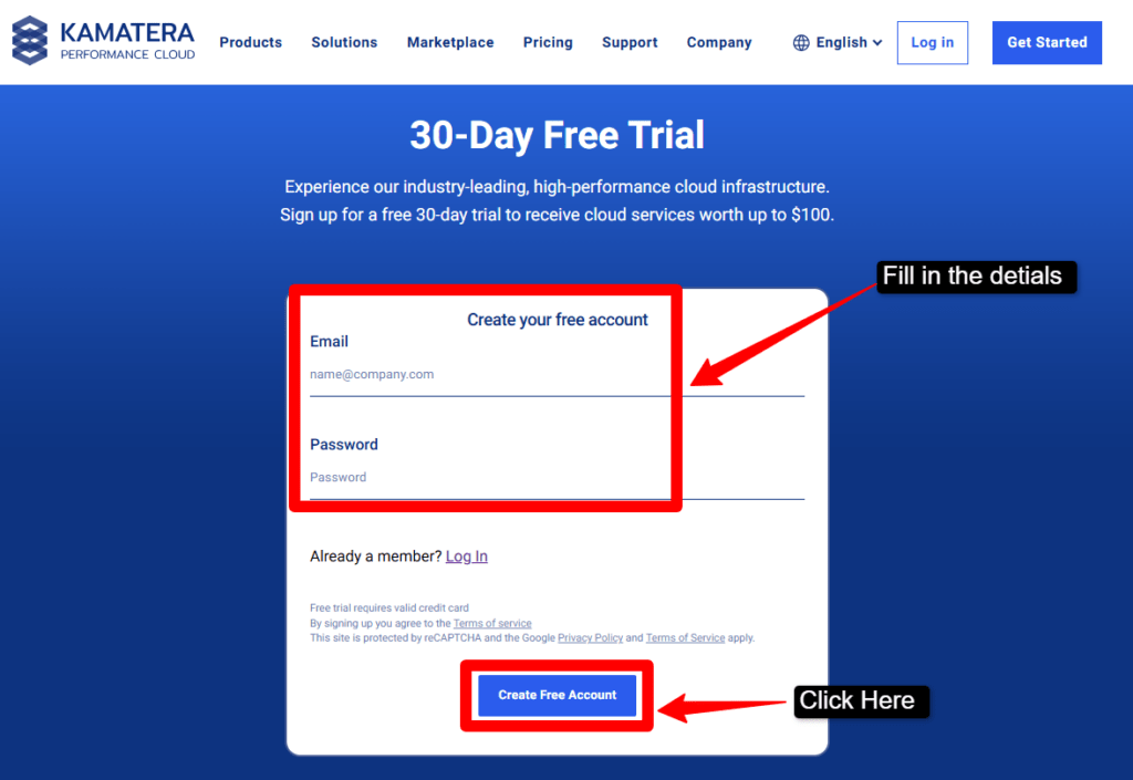 Now fill in your valid email address and generate a strong password