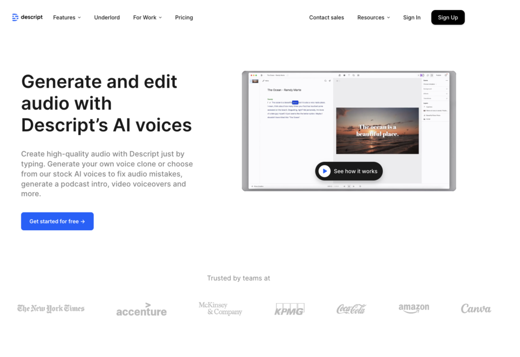 Descript AI Dubbing Software