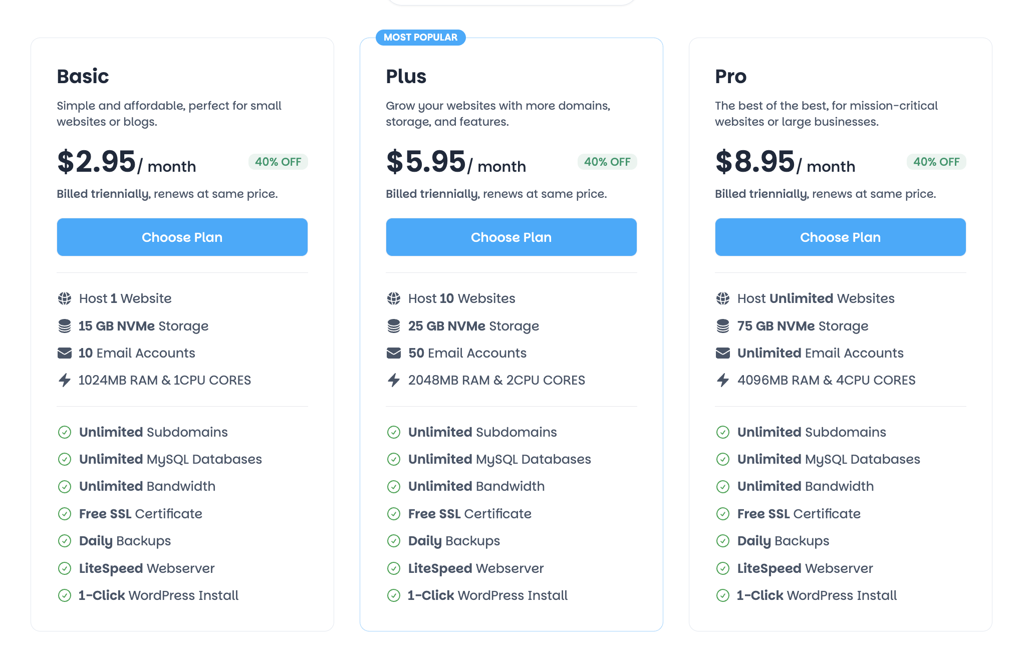 Hostomy Prices and Plans