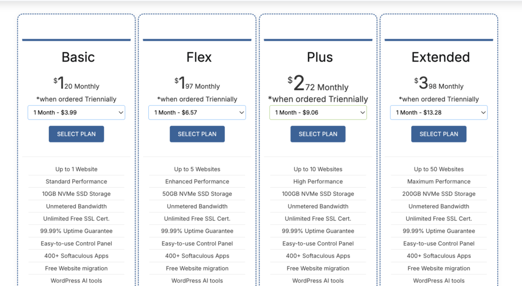 NomfroHost Shared Hosting Plans