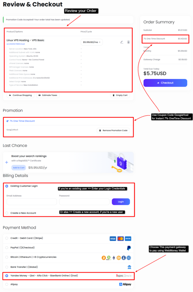 Review and Checkout