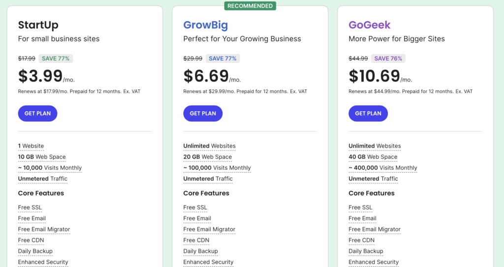 SiteGround Review 4 Types of Web Hosting SiteGround offers