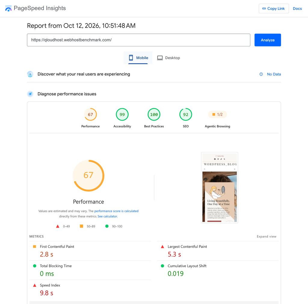 Speed Performance on Mobile