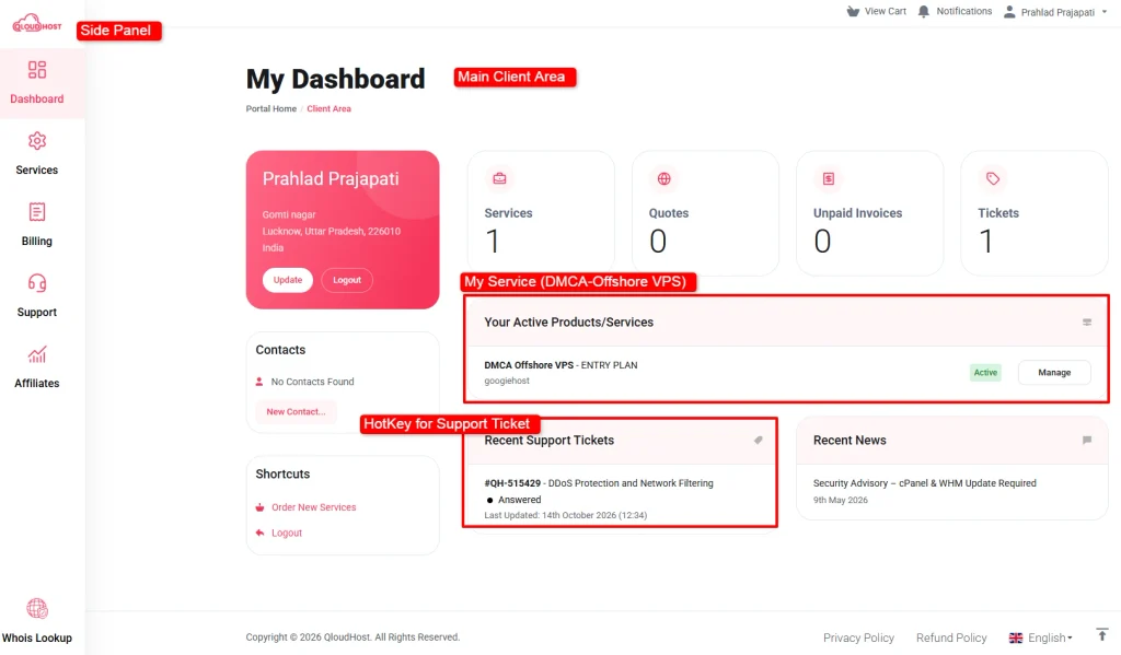 Easy to Use Client’s Dashboard UI