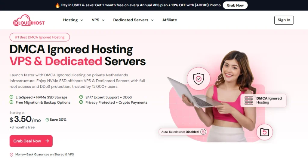 qloudhost homepage