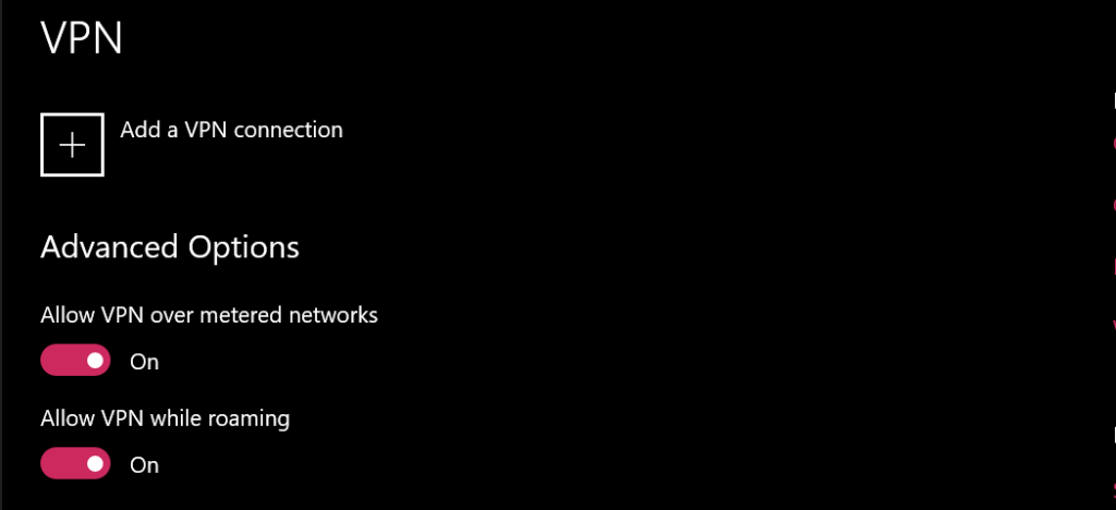 Click Add a VPN connection