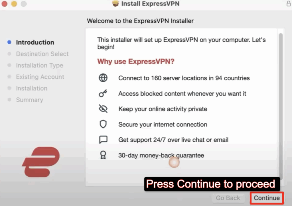 Press the Continue button of the Introduction popup.